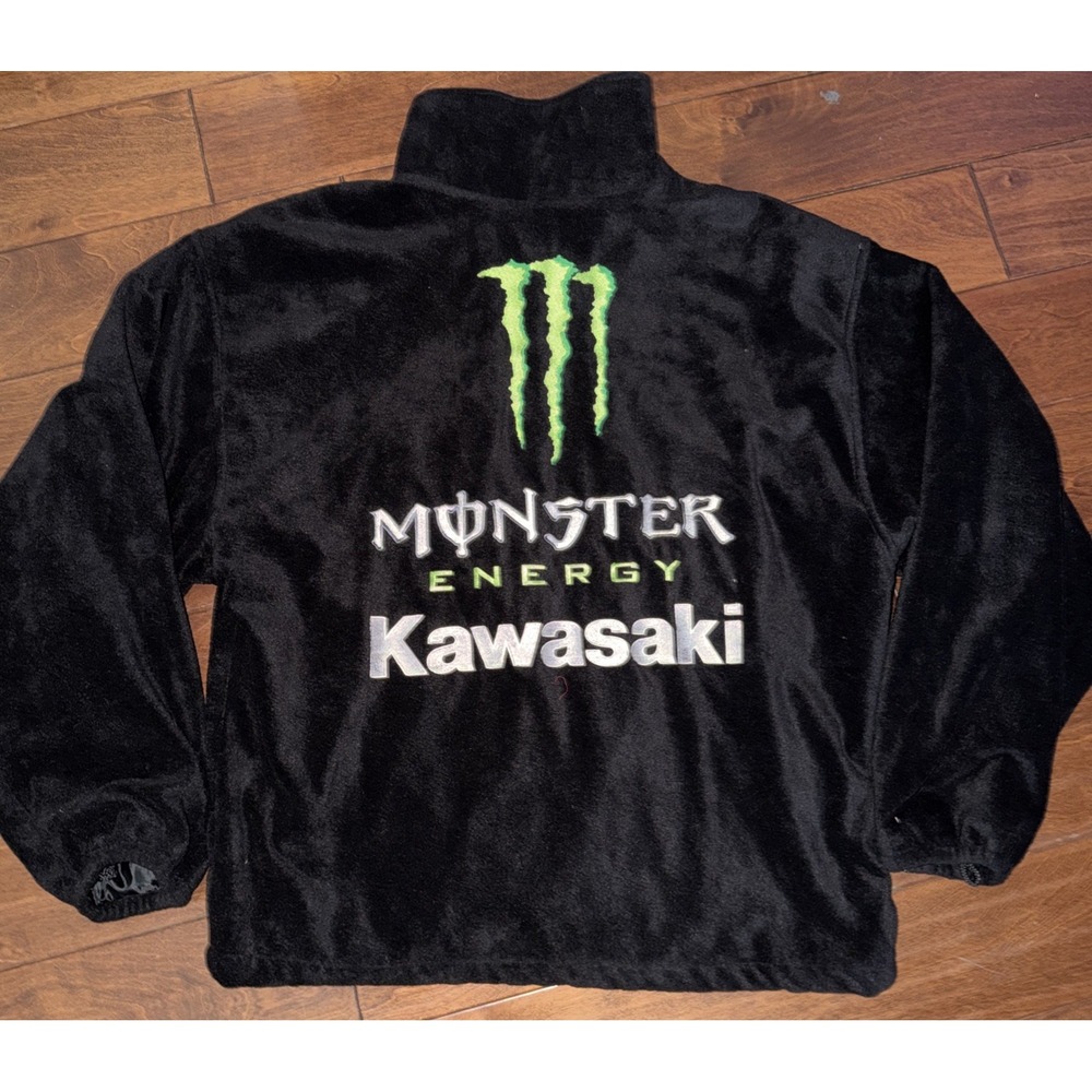 XL Vintage Kawasaki Monster Energy Racing 2 Piece Jacket & Fleece Sweater Zip up - Picture 3 of 16